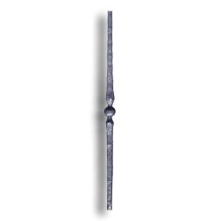 Forged Steel Baluster Hammered with Bushing - Style 1 forged steel scrolls, forged panels, metal stair balusters, rail balusters, steel rail balusters, forged steel rosettes, steel balcony balusters, steel pickets, hammered metal stair baluster, hammered metal railing balusters, hand forged balusters, balusters with bushings, forged newel posts, forged rail panels, powder coated steel forgings, forged steel elemetns, stamped steel elements, fully weldable leaves, fully weldable flowers, pressed steel elements, weldable cast steel leaves, forged steel spheres, forged steel baskets