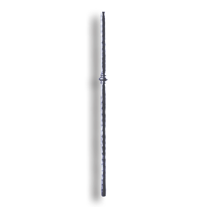 Forged Steel Newel Post Hammered - 47" H forged steel scrolls, forged panels, metal stair balusters, rail balusters, steel rail balusters, forged steel rosettes, steel balcony balusters, steel pickets, hammered metal stair baluster, hammered metal railing balusters, hand forged balusters, balusters with bushings, forged newel posts, forged rail panels, powder coated steel forgings, forged steel elemetns, stamped steel elements, fully weldable leaves, fully weldable flowers, pressed steel elements, weldable cast steel leaves, forged steel spheres, forged steel baskets