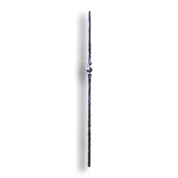 Forged Steel Newel Post Hammered - 1" Sq. Material forged steel scrolls, forged panels, metal stair balusters, rail balusters, steel rail balusters, forged steel rosettes, steel balcony balusters, steel pickets, hammered metal stair baluster, hammered metal railing balusters, hand forged balusters, balusters with bushings, forged newel posts, forged rail panels, powder coated steel forgings, forged steel elemetns, stamped steel elements, fully weldable leaves, fully weldable flowers, pressed steel elements, weldable cast steel leaves, forged steel spheres, forged steel baskets