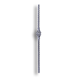 Forged Steel Newel Post with Basket - 43-1/4" H - Style 2 forged steel scrolls, forged panels, metal stair balusters, rail balusters, steel rail balusters, forged steel rosettes, steel balcony balusters, steel pickets, hammered metal stair baluster, hammered metal railing balusters, hand forged balusters, balusters with bushings, forged newel posts, forged rail panels, powder coated steel forgings, forged steel elemetns, stamped steel elements, fully weldable leaves, fully weldable flowers, pressed steel elements, weldable cast steel leaves, forged steel spheres, forged steel baskets