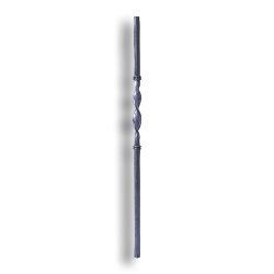 Forged Steel Newel Post - 43-1/4" H - Style 1 forged steel scrolls, forged panels, metal stair balusters, rail balusters, steel rail balusters, forged steel rosettes, steel balcony balusters, steel pickets, hammered metal stair baluster, hammered metal railing balusters, hand forged balusters, balusters with bushings, forged newel posts, forged rail panels, powder coated steel forgings, forged steel elemetns, stamped steel elements, fully weldable leaves, fully weldable flowers, pressed steel elements, weldable cast steel leaves, forged steel spheres, forged steel baskets