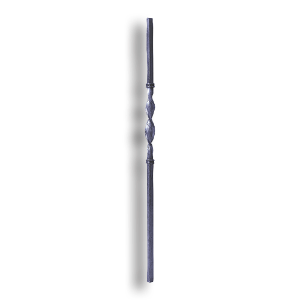 Forged Steel Newel Post - 43-1/4" H - Style 1 forged steel scrolls, forged panels, metal stair balusters, rail balusters, steel rail balusters, forged steel rosettes, steel balcony balusters, steel pickets, hammered metal stair baluster, hammered metal railing balusters, hand forged balusters, balusters with bushings, forged newel posts, forged rail panels, powder coated steel forgings, forged steel elemetns, stamped steel elements, fully weldable leaves, fully weldable flowers, pressed steel elements, weldable cast steel leaves, forged steel spheres, forged steel baskets
