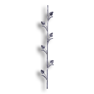 Forged Steel Stair and Rail Baluster - 1/2" dia. Rd. Material forged steel scrolls, forged panels, metal stair balusters, rail balusters, steel rail balusters, forged steel rosettes, steel balcony balusters, steel pickets, hammered metal stair baluster, hammered metal railing balusters, hand forged balusters, balusters with bushings, forged newel posts, forged rail panels, powder coated steel forgings, forged steel elemetns, stamped steel elements, fully weldable leaves, fully weldable flowers, pressed steel elements, weldable cast steel leaves, forged steel spheres, forged steel baskets