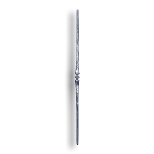 Hand Forged Steel Baluster - Tapers to 33/64" Material forged steel scrolls, forged panels, metal stair balusters, rail balusters, steel rail balusters, forged steel rosettes, steel balcony balusters, steel pickets, hammered metal stair baluster, hammered metal railing balusters, hand forged balusters, balusters with bushings, forged newel posts, forged rail panels, powder coated steel forgings, forged steel elemetns, stamped steel elements, fully weldable leaves, fully weldable flowers, pressed steel elements, weldable cast steel leaves, forged steel spheres, forged steel baskets