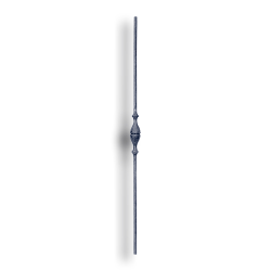 Hand Forged Steel Baluster - 1/2" dia. Rd. Material forged steel scrolls, forged panels, metal stair balusters, rail balusters, steel rail balusters, forged steel rosettes, steel balcony balusters, steel pickets, hammered metal stair baluster, hammered metal railing balusters, hand forged balusters, balusters with bushings, forged newel posts, forged rail panels, powder coated steel forgings, forged steel elemetns, stamped steel elements, fully weldable leaves, fully weldable flowers, pressed steel elements, weldable cast steel leaves, forged steel spheres, forged steel baskets