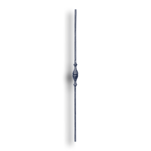 Hand Forged Steel Baluster - 1/2" dia. Rd. Material forged steel scrolls, forged panels, metal stair balusters, rail balusters, steel rail balusters, forged steel rosettes, steel balcony balusters, steel pickets, hammered metal stair baluster, hammered metal railing balusters, hand forged balusters, balusters with bushings, forged newel posts, forged rail panels, powder coated steel forgings, forged steel elemetns, stamped steel elements, fully weldable leaves, fully weldable flowers, pressed steel elements, weldable cast steel leaves, forged steel spheres, forged steel baskets