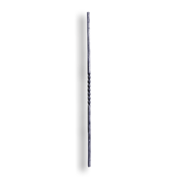 Forged Steel Twisted Baluster - 1/2" Sq. Material forged steel scrolls, forged panels, metal stair balusters, rail balusters, steel rail balusters, forged steel rosettes, steel balcony balusters, steel pickets, hammered metal stair baluster, hammered metal railing balusters, hand forged balusters, balusters with bushings, forged newel posts, forged rail panels, powder coated steel forgings, forged steel elemetns, stamped steel elements, fully weldable leaves, fully weldable flowers, pressed steel elements, weldable cast steel leaves, forged steel spheres, forged steel baskets