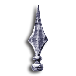 Fully Weldable Hand Forged Steel Spear Point Finial fully weldable hand forged steel spear point finial, spear point finials, weldable finials, weldable, fence accessories, weldable fence accessories, hand forged steel fence accessories, hand forged steel finials, hand forged steel post caps, weldable post caps, weldable steel post caps, decorative post caps, decorative finials, ts distributors