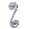 Forged Steel Round Bar Scroll - 14-3/16" H forged steel scrolls, forged panels, metal stair balusters, rail balusters, steel rail balusters, forged steel rosettes, steel balcony balusters, steel pickets, hammered metal stair baluster, hammered metal railing balusters, hand forged balusters, balusters with bushings, forged newel posts, forged rail panels, powder coated steel forgings, forged steel elemetns, stamped steel elements, fully weldable leaves, fully weldable flowers, pressed steel elements, weldable cast steel leaves, forged steel spheres, forged steel baskets