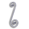 Forged Steel Round Bar Scroll - 14-3/16" H forged steel scrolls, forged panels, metal stair balusters, rail balusters, steel rail balusters, forged steel rosettes, steel balcony balusters, steel pickets, hammered metal stair baluster, hammered metal railing balusters, hand forged balusters, balusters with bushings, forged newel posts, forged rail panels, powder coated steel forgings, forged steel elemetns, stamped steel elements, fully weldable leaves, fully weldable flowers, pressed steel elements, weldable cast steel leaves, forged steel spheres, forged steel baskets