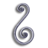 Forged Steel Round Bar Scroll - 8-5/8" H forged steel scrolls, forged panels, metal stair balusters, rail balusters, steel rail balusters, forged steel rosettes, steel balcony balusters, steel pickets, hammered metal stair baluster, hammered metal railing balusters, hand forged balusters, balusters with bushings, forged newel posts, forged rail panels, powder coated steel forgings, forged steel elemetns, stamped steel elements, fully weldable leaves, fully weldable flowers, pressed steel elements, weldable cast steel leaves, forged steel spheres, forged steel baskets