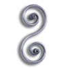 Forged Steel Round Bar Scroll - 10-1/2" H forged steel scrolls, forged panels, metal stair balusters, rail balusters, steel rail balusters, forged steel rosettes, steel balcony balusters, steel pickets, hammered metal stair baluster, hammered metal railing balusters, hand forged balusters, balusters with bushings, forged newel posts, forged rail panels, powder coated steel forgings, forged steel elemetns, stamped steel elements, fully weldable leaves, fully weldable flowers, pressed steel elements, weldable cast steel leaves, forged steel spheres, forged steel baskets