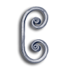 Forged Steel Round Bar Scroll - 7-1/16" H forged steel scrolls, forged panels, metal stair balusters, rail balusters, steel rail balusters, forged steel rosettes, steel balcony balusters, steel pickets, hammered metal stair baluster, hammered metal railing balusters, hand forged balusters, balusters with bushings, forged newel posts, forged rail panels, powder coated steel forgings, forged steel elemetns, stamped steel elements, fully weldable leaves, fully weldable flowers, pressed steel elements, weldable cast steel leaves, forged steel spheres, forged steel baskets