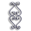Unbreakable Steel Scroll Panel for 1/2" Bar or Tube forged steel scrolls, forged panels, metal stair balusters, rail balusters, steel rail balusters, forged steel rosettes, steel balcony balusters, steel pickets, hammered metal stair baluster, hammered metal railing balusters, hand forged balusters, balusters with bushings, forged newel posts, forged rail panels, powder coated steel forgings, forged steel elemetns, stamped steel elements, fully weldable leaves, fully weldable flowers, pressed steel elements, weldable cast steel leaves, forged steel spheres, forged steel baskets