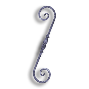 Hand Forged Steel Scroll forged steel scrolls, forged panels, metal stair balusters, rail balusters, steel rail balusters, forged steel rosettes, steel balcony balusters, steel pickets, hammered metal stair baluster, hammered metal railing balusters, hand forged balusters, balusters with bushings, forged newel posts, forged rail panels, powder coated steel forgings, forged steel elemetns, stamped steel elements, fully weldable leaves, fully weldable flowers, pressed steel elements, weldable cast steel leaves, forged steel spheres, forged steel baskets