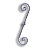 Hand Forged Steel Scroll forged steel scrolls, forged panels, metal stair balusters, rail balusters, steel rail balusters, forged steel rosettes, steel balcony balusters, steel pickets, hammered metal stair baluster, hammered metal railing balusters, hand forged balusters, balusters with bushings, forged newel posts, forged rail panels, powder coated steel forgings, forged steel elemetns, stamped steel elements, fully weldable leaves, fully weldable flowers, pressed steel elements, weldable cast steel leaves, forged steel spheres, forged steel baskets