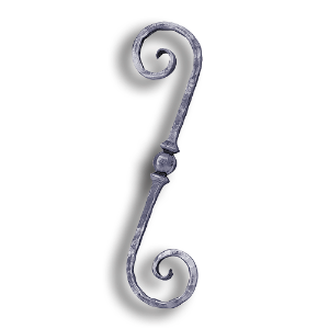 Hand Forged Steel Scroll forged steel scrolls, forged panels, metal stair balusters, rail balusters, steel rail balusters, forged steel rosettes, steel balcony balusters, steel pickets, hammered metal stair baluster, hammered metal railing balusters, hand forged balusters, balusters with bushings, forged newel posts, forged rail panels, powder coated steel forgings, forged steel elemetns, stamped steel elements, fully weldable leaves, fully weldable flowers, pressed steel elements, weldable cast steel leaves, forged steel spheres, forged steel baskets