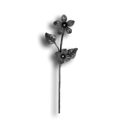 Weldable Forged Steel Flower on Stem forged steel scrolls, forged panels, metal stair balusters, rail balusters, steel rail balusters, forged steel rosettes, steel balcony balusters, steel pickets, hammered metal stair baluster, hammered metal railing balusters, hand forged balusters, balusters with bushings, forged newel posts, forged rail panels, powder coated steel forgings, forged steel elemetns, stamped steel elements, fully weldable leaves, fully weldable flowers, pressed steel elements, weldable cast steel leaves, forged steel spheres, forged steel baskets