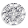 Forged Steel Rosette - 1/2" x 1/4" Sq. Material forged steel scrolls, forged panels, metal stair balusters, rail balusters, steel rail balusters, forged steel rosettes, steel balcony balusters, steel pickets, hammered metal stair baluster, hammered metal railing balusters, hand forged balusters, balusters with bushings, forged newel posts, forged rail panels, powder coated steel forgings, forged steel elemetns, stamped steel elements, fully weldable leaves, fully weldable flowers, pressed steel elements, weldable cast steel leaves, forged steel spheres, forged steel baskets