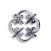 Forged Steel Rosette - 5/16" Sq. Material forged steel scrolls, forged panels, metal stair balusters, rail balusters, steel rail balusters, forged steel rosettes, steel balcony balusters, steel pickets, hammered metal stair baluster, hammered metal railing balusters, hand forged balusters, balusters with bushings, forged newel posts, forged rail panels, powder coated steel forgings, forged steel elemetns, stamped steel elements, fully weldable leaves, fully weldable flowers, pressed steel elements, weldable cast steel leaves, forged steel spheres, forged steel baskets