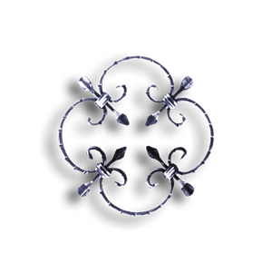 Forged Steel Rosette - 3/8" x 3/16" Sq. Material forged steel scrolls, forged panels, metal stair balusters, rail balusters, steel rail balusters, forged steel rosettes, steel balcony balusters, steel pickets, hammered metal stair baluster, hammered metal railing balusters, hand forged balusters, balusters with bushings, forged newel posts, forged rail panels, powder coated steel forgings, forged steel elemetns, stamped steel elements, fully weldable leaves, fully weldable flowers, pressed steel elements, weldable cast steel leaves, forged steel spheres, forged steel baskets