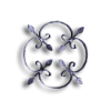Forged Steel Rosette - 3/4" x 5/32" Sq. Material forged steel scrolls, forged panels, metal stair balusters, rail balusters, steel rail balusters, forged steel rosettes, steel balcony balusters, steel pickets, hammered metal stair baluster, hammered metal railing balusters, hand forged balusters, balusters with bushings, forged newel posts, forged rail panels, powder coated steel forgings, forged steel elemetns, stamped steel elements, fully weldable leaves, fully weldable flowers, pressed steel elements, weldable cast steel leaves, forged steel spheres, forged steel baskets
