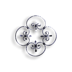 Forged Steel Rosette - 3/8" x 3/16" Sq. Material forged steel scrolls, forged panels, metal stair balusters, rail balusters, steel rail balusters, forged steel rosettes, steel balcony balusters, steel pickets, hammered metal stair baluster, hammered metal railing balusters, hand forged balusters, balusters with bushings, forged newel posts, forged rail panels, powder coated steel forgings, forged steel elemetns, stamped steel elements, fully weldable leaves, fully weldable flowers, pressed steel elements, weldable cast steel leaves, forged steel spheres, forged steel baskets