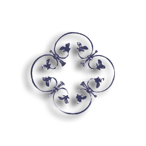 Forged Steel Rosette - 1/2" x 1/4" Sq. Material forged steel scrolls, forged panels, metal stair balusters, rail balusters, steel rail balusters, forged steel rosettes, steel balcony balusters, steel pickets, hammered metal stair baluster, hammered metal railing balusters, hand forged balusters, balusters with bushings, forged newel posts, forged rail panels, powder coated steel forgings, forged steel elemetns, stamped steel elements, fully weldable leaves, fully weldable flowers, pressed steel elements, weldable cast steel leaves, forged steel spheres, forged steel baskets