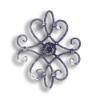 Forged Steel Rosette - 1/2" Sq. Material forged steel scrolls, forged panels, metal stair balusters, rail balusters, steel rail balusters, forged steel rosettes, steel balcony balusters, steel pickets, hammered metal stair baluster, hammered metal railing balusters, hand forged balusters, balusters with bushings, forged newel posts, forged rail panels, powder coated steel forgings, forged steel elemetns, stamped steel elements, fully weldable leaves, fully weldable flowers, pressed steel elements, weldable cast steel leaves, forged steel spheres, forged steel baskets