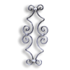 Unbreakable Steel Scroll Panel for 1/2" Bar or Tube forged steel scrolls, forged panels, metal stair balusters, rail balusters, steel rail balusters, forged steel rosettes, steel balcony balusters, steel pickets, hammered metal stair baluster, hammered metal railing balusters, hand forged balusters, balusters with bushings, forged newel posts, forged rail panels, powder coated steel forgings, forged steel elemetns, stamped steel elements, fully weldable leaves, fully weldable flowers, pressed steel elements, weldable cast steel leaves, forged steel spheres, forged steel baskets