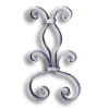 Unbreakable Steel Scroll Panel for 1/2" Bar or Tube forged steel scrolls, forged panels, metal stair balusters, rail balusters, steel rail balusters, forged steel rosettes, steel balcony balusters, steel pickets, hammered metal stair baluster, hammered metal railing balusters, hand forged balusters, balusters with bushings, forged newel posts, forged rail panels, powder coated steel forgings, forged steel elemetns, stamped steel elements, fully weldable leaves, fully weldable flowers, pressed steel elements, weldable cast steel leaves, forged steel spheres, forged steel baskets