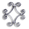 Unbreakable Steel Scroll Panel for 1/2" Bar or Tube forged steel scrolls, forged panels, metal stair balusters, rail balusters, steel rail balusters, forged steel rosettes, steel balcony balusters, steel pickets, hammered metal stair baluster, hammered metal railing balusters, hand forged balusters, balusters with bushings, forged newel posts, forged rail panels, powder coated steel forgings, forged steel elemetns, stamped steel elements, fully weldable leaves, fully weldable flowers, pressed steel elements, weldable cast steel leaves, forged steel spheres, forged steel baskets