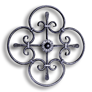 Forged Steel Rosette - 9/16" Round Material forged steel scrolls, forged panels, metal stair balusters, rail balusters, steel rail balusters, forged steel rosettes, steel balcony balusters, steel pickets, hammered metal stair baluster, hammered metal railing balusters, hand forged balusters, balusters with bushings, forged newel posts, forged rail panels, powder coated steel forgings, forged steel elemetns, stamped steel elements, fully weldable leaves, fully weldable flowers, pressed steel elements, weldable cast steel leaves, forged steel spheres, forged steel baskets