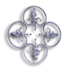 Forged Steel Rosette - 9/16" Round Material forged steel scrolls, forged panels, metal stair balusters, rail balusters, steel rail balusters, forged steel rosettes, steel balcony balusters, steel pickets, hammered metal stair baluster, hammered metal railing balusters, hand forged balusters, balusters with bushings, forged newel posts, forged rail panels, powder coated steel forgings, forged steel elemetns, stamped steel elements, fully weldable leaves, fully weldable flowers, pressed steel elements, weldable cast steel leaves, forged steel spheres, forged steel baskets