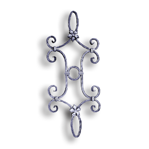 Forged Steel Large Panel Hammered - 1/2" Sq. Material forged steel scrolls, forged panels, metal stair balusters, rail balusters, steel rail balusters, forged steel rosettes, steel balcony balusters, steel pickets, hammered metal stair baluster, hammered metal railing balusters, hand forged balusters, balusters with bushings, forged newel posts, forged rail panels, powder coated steel forgings, forged steel elemetns, stamped steel elements, fully weldable leaves, fully weldable flowers, pressed steel elements, weldable cast steel leaves, forged steel spheres, forged steel baskets