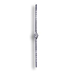 Forged Steel Baluster with Basket - 1/2" Sq. Material - Style 2 forged steel scrolls, forged panels, metal stair balusters, rail balusters, steel rail balusters, forged steel rosettes, steel balcony balusters, steel pickets, hammered metal stair baluster, hammered metal railing balusters, hand forged balusters, balusters with bushings, forged newel posts, forged rail panels, powder coated steel forgings, forged steel elemetns, stamped steel elements, fully weldable leaves, fully weldable flowers, pressed steel elements, weldable cast steel leaves, forged steel spheres, forged steel baskets
