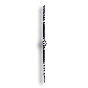 Forged Steel Baluster with Basket - 1/2" Sq. Material - Style 2 forged steel scrolls, forged panels, metal stair balusters, rail balusters, steel rail balusters, forged steel rosettes, steel balcony balusters, steel pickets, hammered metal stair baluster, hammered metal railing balusters, hand forged balusters, balusters with bushings, forged newel posts, forged rail panels, powder coated steel forgings, forged steel elemetns, stamped steel elements, fully weldable leaves, fully weldable flowers, pressed steel elements, weldable cast steel leaves, forged steel spheres, forged steel baskets