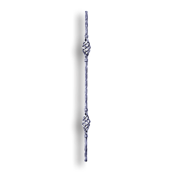 Forged Steel Baluster with Basket - 1/2" Sq. Material - Style 3 forged steel scrolls, forged panels, metal stair balusters, rail balusters, steel rail balusters, forged steel rosettes, steel balcony balusters, steel pickets, hammered metal stair baluster, hammered metal railing balusters, hand forged balusters, balusters with bushings, forged newel posts, forged rail panels, powder coated steel forgings, forged steel elemetns, stamped steel elements, fully weldable leaves, fully weldable flowers, pressed steel elements, weldable cast steel leaves, forged steel spheres, forged steel baskets