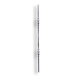 Hand Forged Steel Baluster - 1/2" dia. Rd. Material forged steel scrolls, forged panels, metal stair balusters, rail balusters, steel rail balusters, forged steel rosettes, steel balcony balusters, steel pickets, hammered metal stair baluster, hammered metal railing balusters, hand forged balusters, balusters with bushings, forged newel posts, forged rail panels, powder coated steel forgings, forged steel elemetns, stamped steel elements, fully weldable leaves, fully weldable flowers, pressed steel elements, weldable cast steel leaves, forged steel spheres, forged steel baskets