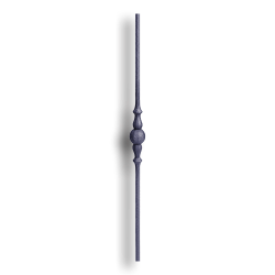 Hand Forged Steel Baluster - 1/2" dia. Rd. Material forged steel scrolls, forged panels, metal stair balusters, rail balusters, steel rail balusters, forged steel rosettes, steel balcony balusters, steel pickets, hammered metal stair baluster, hammered metal railing balusters, hand forged balusters, balusters with bushings, forged newel posts, forged rail panels, powder coated steel forgings, forged steel elemetns, stamped steel elements, fully weldable leaves, fully weldable flowers, pressed steel elements, weldable cast steel leaves, forged steel spheres, forged steel baskets