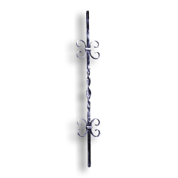 Forged Steel Twisted Baluster - 1/2" Sq. Material - Style 4 forged steel scrolls, forged panels, metal stair balusters, rail balusters, steel rail balusters, forged steel rosettes, steel balcony balusters, steel pickets, hammered metal stair baluster, hammered metal railing balusters, hand forged balusters, balusters with bushings, forged newel posts, forged rail panels, powder coated steel forgings, forged steel elemetns, stamped steel elements, fully weldable leaves, fully weldable flowers, pressed steel elements, weldable cast steel leaves, forged steel spheres, forged steel baskets