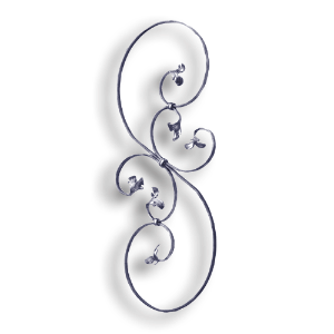 Steel Baluster forged steel scrolls, forged panels, metal stair balusters, rail balusters, steel rail balusters, forged steel rosettes, steel balcony balusters, steel pickets, hammered metal stair baluster, hammered metal railing balusters, hand forged balusters, balusters with bushings, forged newel posts, forged rail panels, powder coated steel forgings, forged steel elemetns, stamped steel elements, fully weldable leaves, fully weldable flowers, pressed steel elements, weldable cast steel leaves, forged steel spheres, forged steel baskets