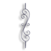 Forged Steel Stair and Rail Scroll Baluster - 1/2" x 1/4" Sq. Material forged steel scrolls, forged panels, metal stair balusters, rail balusters, steel rail balusters, forged steel rosettes, steel balcony balusters, steel pickets, hammered metal stair baluster, hammered metal railing balusters, hand forged balusters, balusters with bushings, forged newel posts, forged rail panels, powder coated steel forgings, forged steel elemetns, stamped steel elements, fully weldable leaves, fully weldable flowers, pressed steel elements, weldable cast steel leaves, forged steel spheres, forged steel baskets