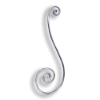 Forged Steel Stair and Rail Scroll - 1/2" dia. Rd. Material forged steel scrolls, forged panels, metal stair balusters, rail balusters, steel rail balusters, forged steel rosettes, steel balcony balusters, steel pickets, hammered metal stair baluster, hammered metal railing balusters, hand forged balusters, balusters with bushings, forged newel posts, forged rail panels, powder coated steel forgings, forged steel elemetns, stamped steel elements, fully weldable leaves, fully weldable flowers, pressed steel elements, weldable cast steel leaves, forged steel spheres, forged steel baskets