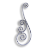 Forged Steel Stair and Rail Scroll - 1/2" dia. Rd. Material forged steel scrolls, forged panels, metal stair balusters, rail balusters, steel rail balusters, forged steel rosettes, steel balcony balusters, steel pickets, hammered metal stair baluster, hammered metal railing balusters, hand forged balusters, balusters with bushings, forged newel posts, forged rail panels, powder coated steel forgings, forged steel elemetns, stamped steel elements, fully weldable leaves, fully weldable flowers, pressed steel elements, weldable cast steel leaves, forged steel spheres, forged steel baskets