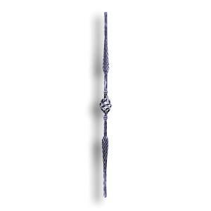 Hammered Stair and Rail Steel Baluster with Basket - 9/16" Sq. Material forged steel scrolls, forged panels, metal stair balusters, rail balusters, steel rail balusters, forged steel rosettes, steel balcony balusters, steel pickets, hammered metal stair baluster, hammered metal railing balusters, hand forged balusters, balusters with bushings, forged newel posts, forged rail panels, powder coated steel forgings, forged steel elemetns, stamped steel elements, fully weldable leaves, fully weldable flowers, pressed steel elements, weldable cast steel leaves, forged steel spheres, forged steel baskets