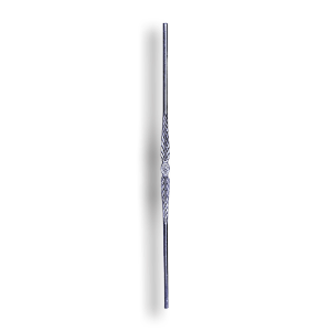 Forged Steel Baluster 9/16" dia. Rd. Mtl - Style 2 forged steel scrolls, forged panels, metal stair balusters, rail balusters, steel rail balusters, forged steel rosettes, steel balcony balusters, steel pickets, hammered metal stair baluster, hammered metal railing balusters, hand forged balusters, balusters with bushings, forged newel posts, forged rail panels, powder coated steel forgings, forged steel elemetns, stamped steel elements, fully weldable leaves, fully weldable flowers, pressed steel elements, weldable cast steel leaves, forged steel spheres, forged steel baskets