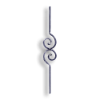 Forged Steel Stair and Rail Scroll Baluster - 1/2" Sq. Material - Style 1 forged steel scrolls, forged panels, metal stair balusters, rail balusters, steel rail balusters, forged steel rosettes, steel balcony balusters, steel pickets, hammered metal stair baluster, hammered metal railing balusters, hand forged balusters, balusters with bushings, forged newel posts, forged rail panels, powder coated steel forgings, forged steel elemetns, stamped steel elements, fully weldable leaves, fully weldable flowers, pressed steel elements, weldable cast steel leaves, forged steel spheres, forged steel baskets