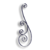 Forged Steel Stair and Rail Scroll - 3/4" x 1/4" Sq. Material forged steel scrolls, forged panels, metal stair balusters, rail balusters, steel rail balusters, forged steel rosettes, steel balcony balusters, steel pickets, hammered metal stair baluster, hammered metal railing balusters, hand forged balusters, balusters with bushings, forged newel posts, forged rail panels, powder coated steel forgings, forged steel elemetns, stamped steel elements, fully weldable leaves, fully weldable flowers, pressed steel elements, weldable cast steel leaves, forged steel spheres, forged steel baskets