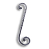 Forged Steel Square Grooved Scroll - 17-3/4" H forged steel scrolls, forged panels, metal stair balusters, rail balusters, steel rail balusters, forged steel rosettes, steel balcony balusters, steel pickets, hammered metal stair baluster, hammered metal railing balusters, hand forged balusters, balusters with bushings, forged newel posts, forged rail panels, powder coated steel forgings, forged steel elemetns, stamped steel elements, fully weldable leaves, fully weldable flowers, pressed steel elements, weldable cast steel leaves, forged steel spheres, forged steel baskets